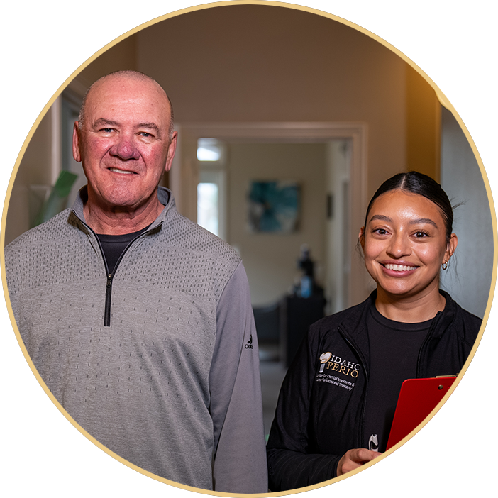 patient smiling with team member